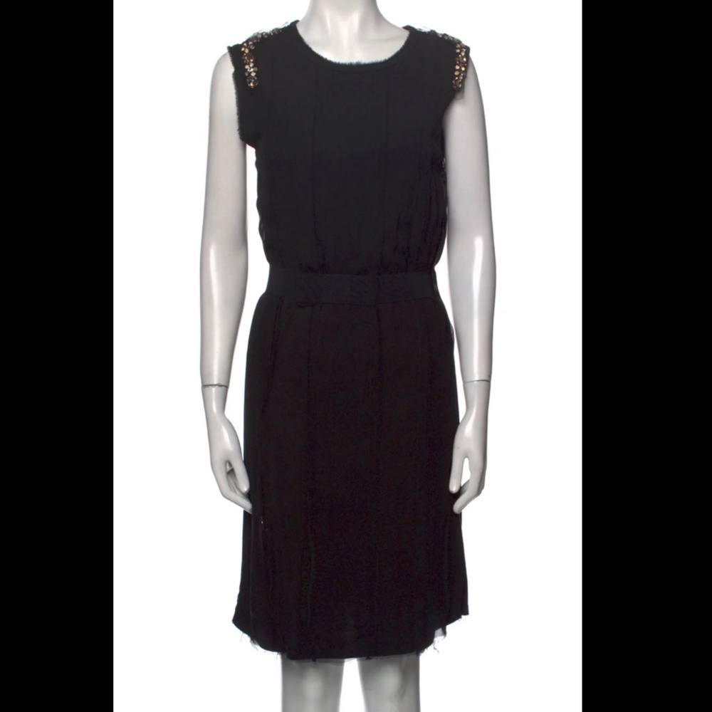 LANVIN Knee-length Embellished Black Cocktail Dress Size Small